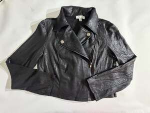 She + Sky Black‎ Faux Leather Snakeskin Moto Biker Jacket Womens L